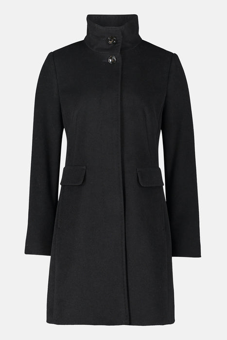 Wool coat with stand-up collar