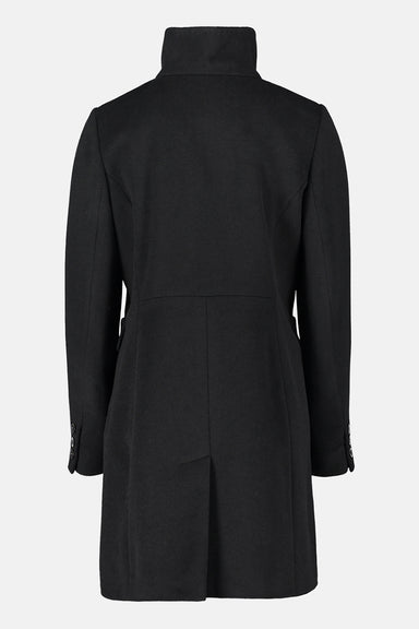 Wool coat with stand-up collar