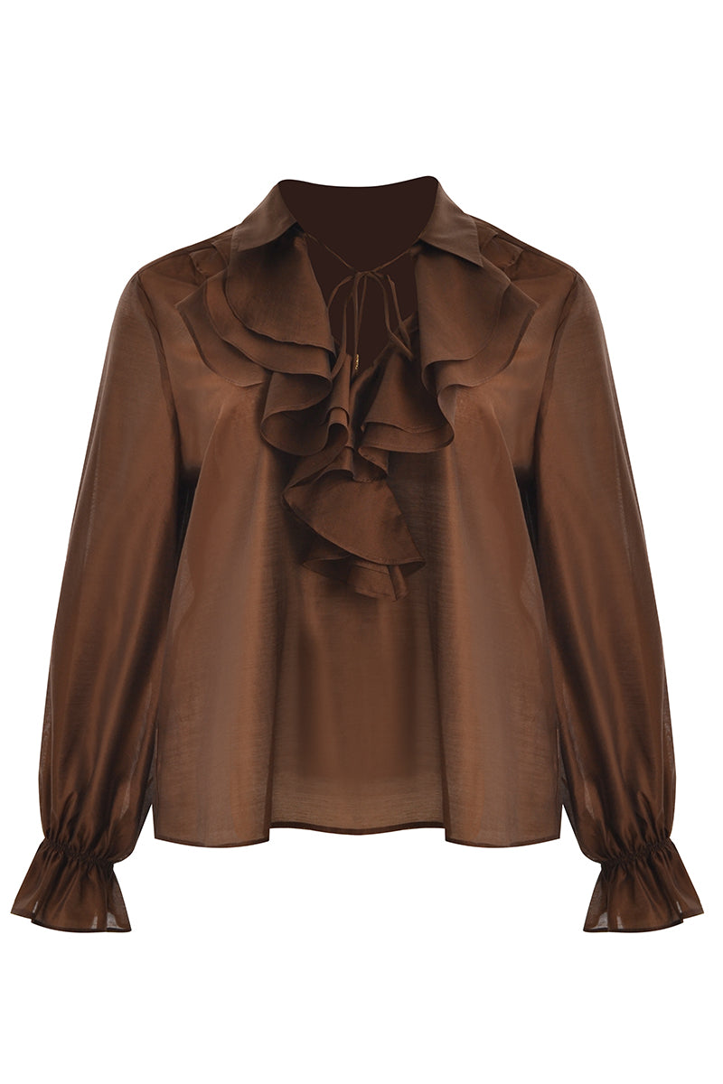 Blouse with frill