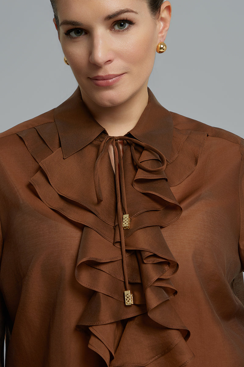 Blouse with frill