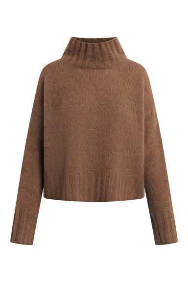 Stand-up collar sweater w. ribbed waist