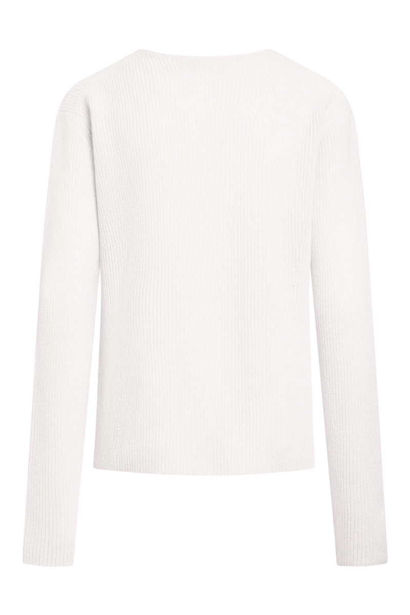 V-neck sweater with ruffles