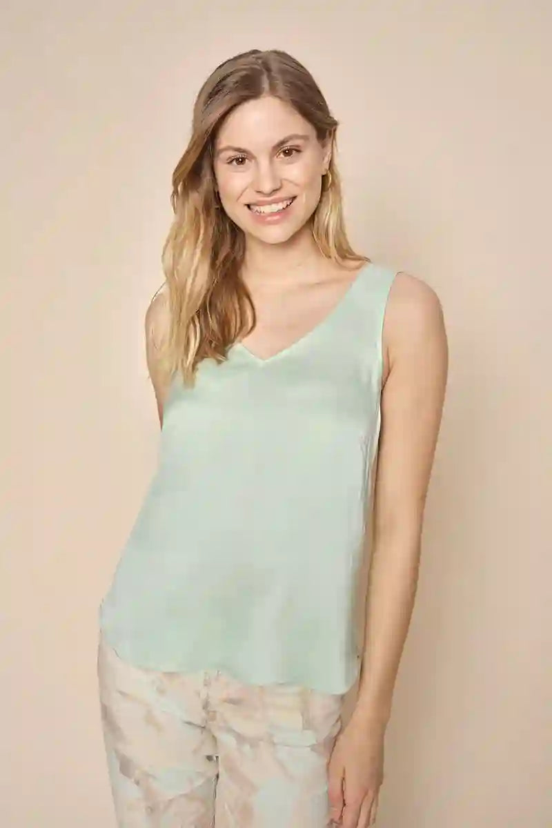 MMAstrid V-Neck Silk Tank Top