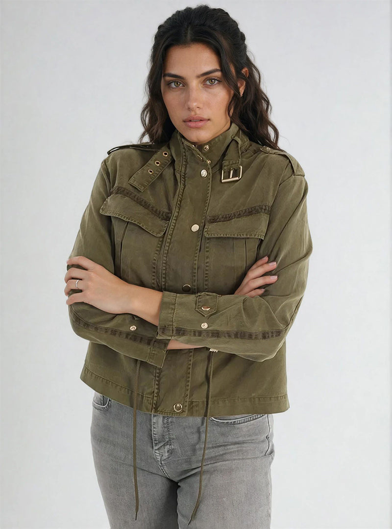 Short jacket in garment dye