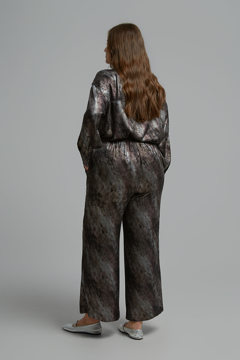 Silver print trousers