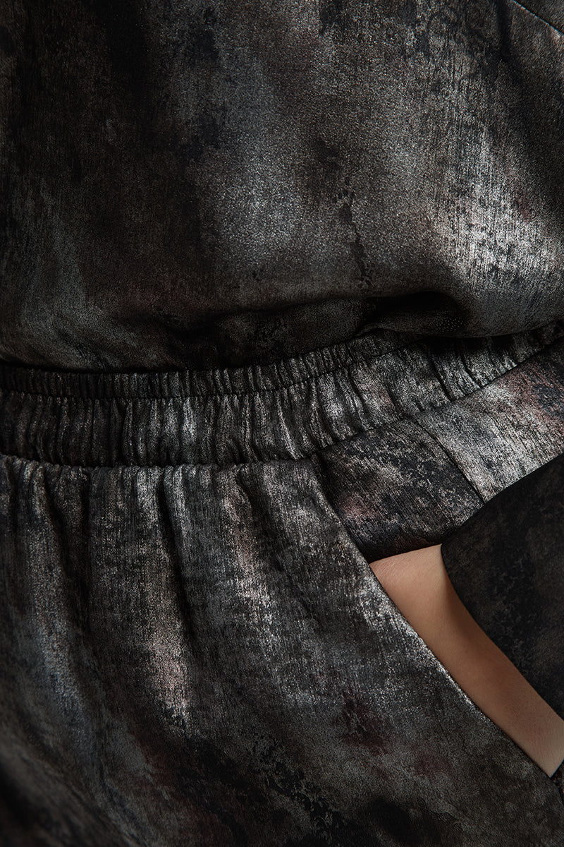 Silver print trousers