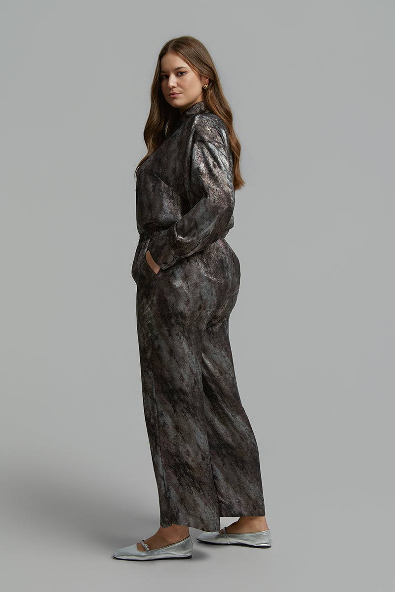 Silver print trousers