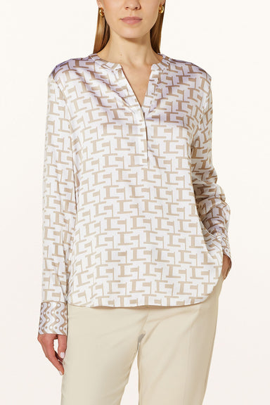 Silk blouse with shirt collar