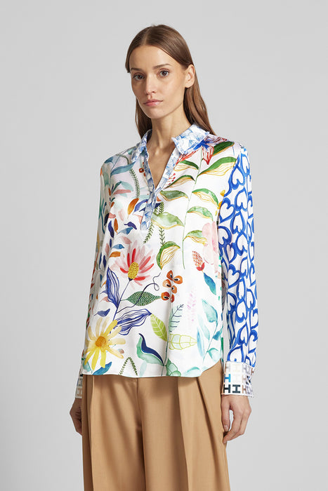 Silk flower blouse