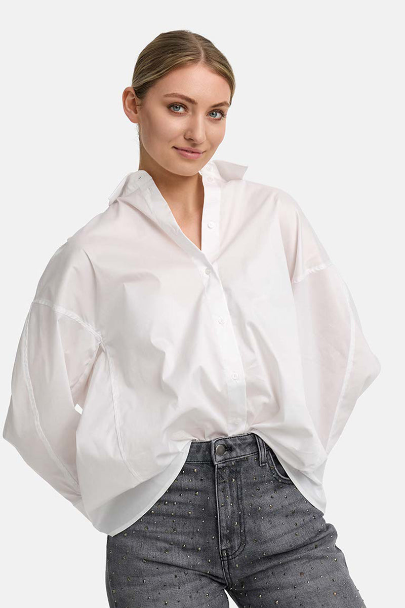 Blouse in fine cotton stretch