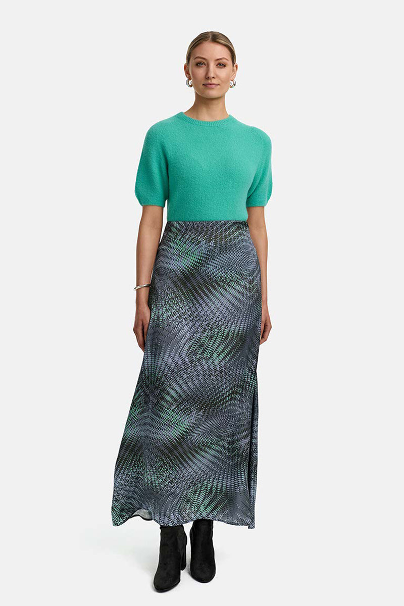 Maxi skirt in viscose satin