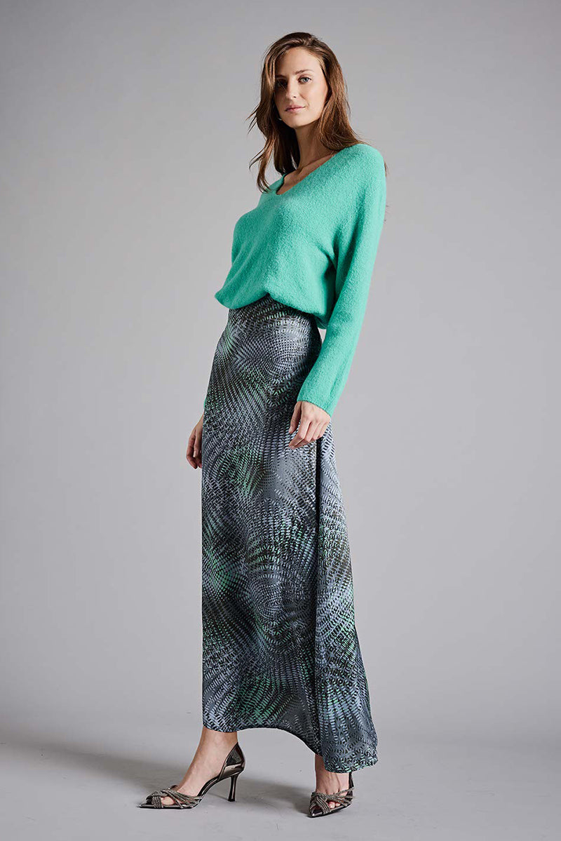 Maxi skirt in viscose satin