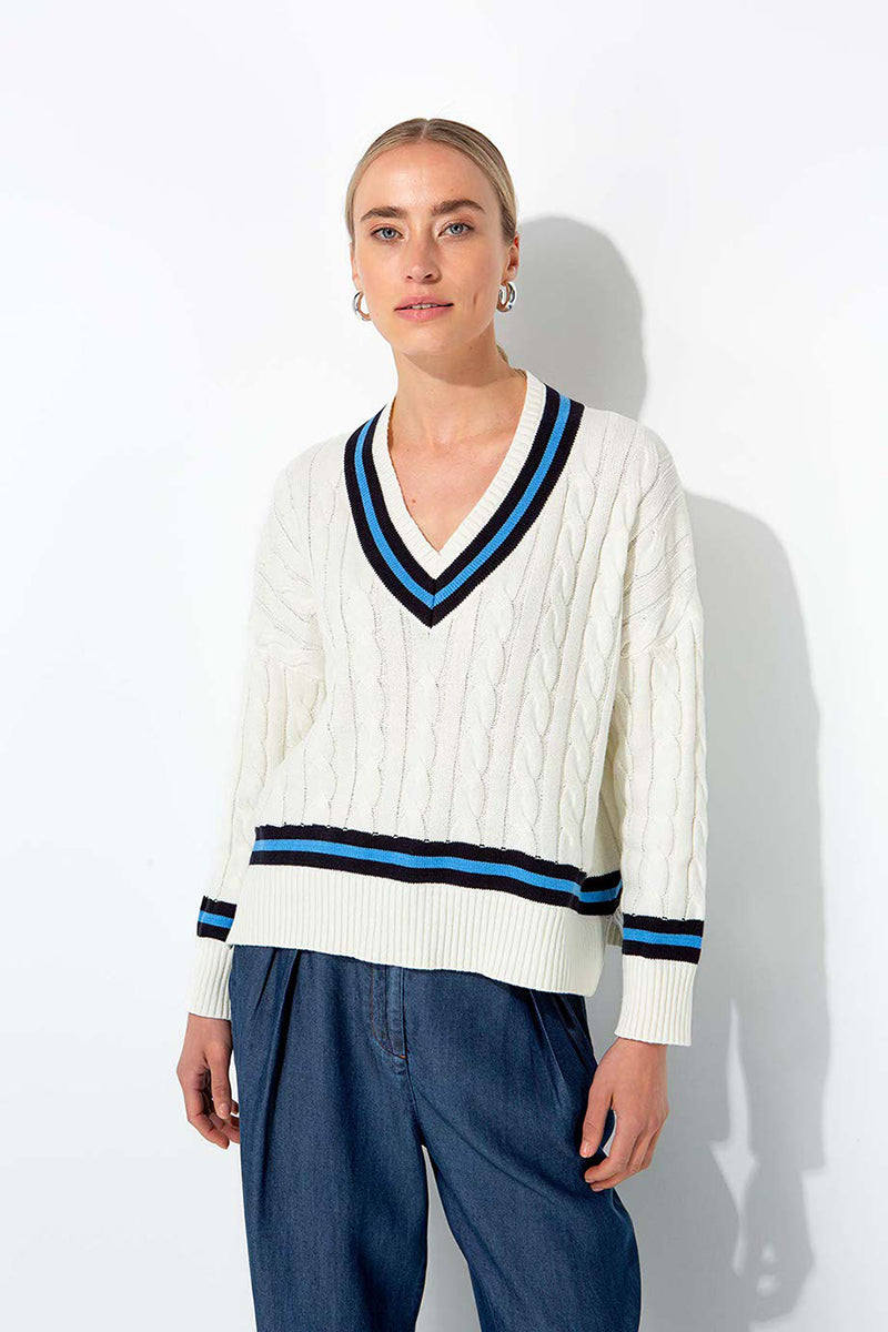 Cotton blend knit sweater