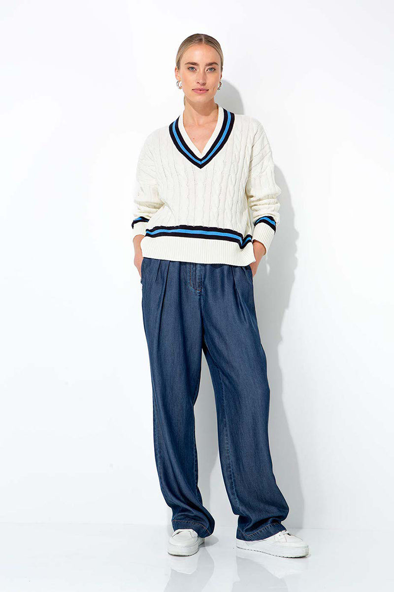 Cotton blend knit sweater