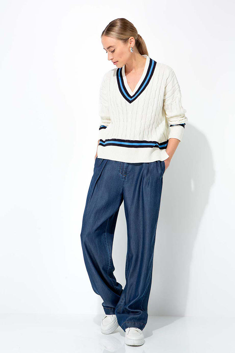 Cotton blend knit sweater