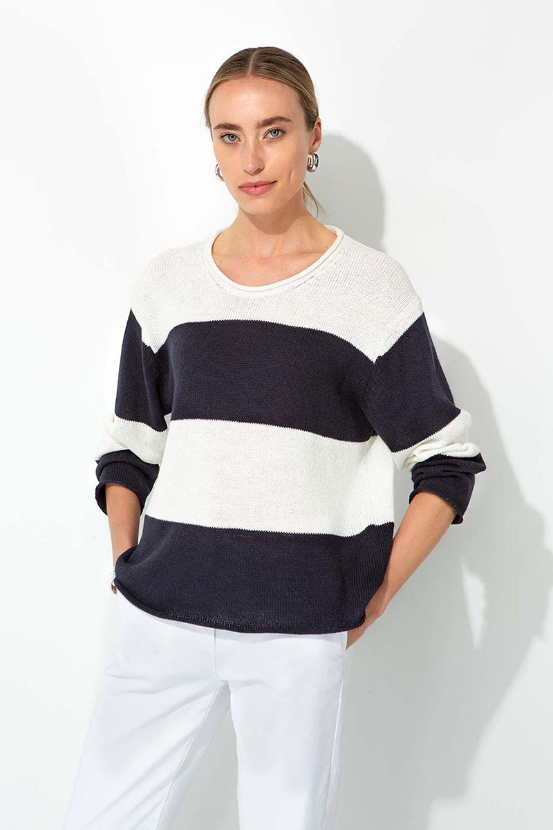 Sweater in a cotton-linen blend