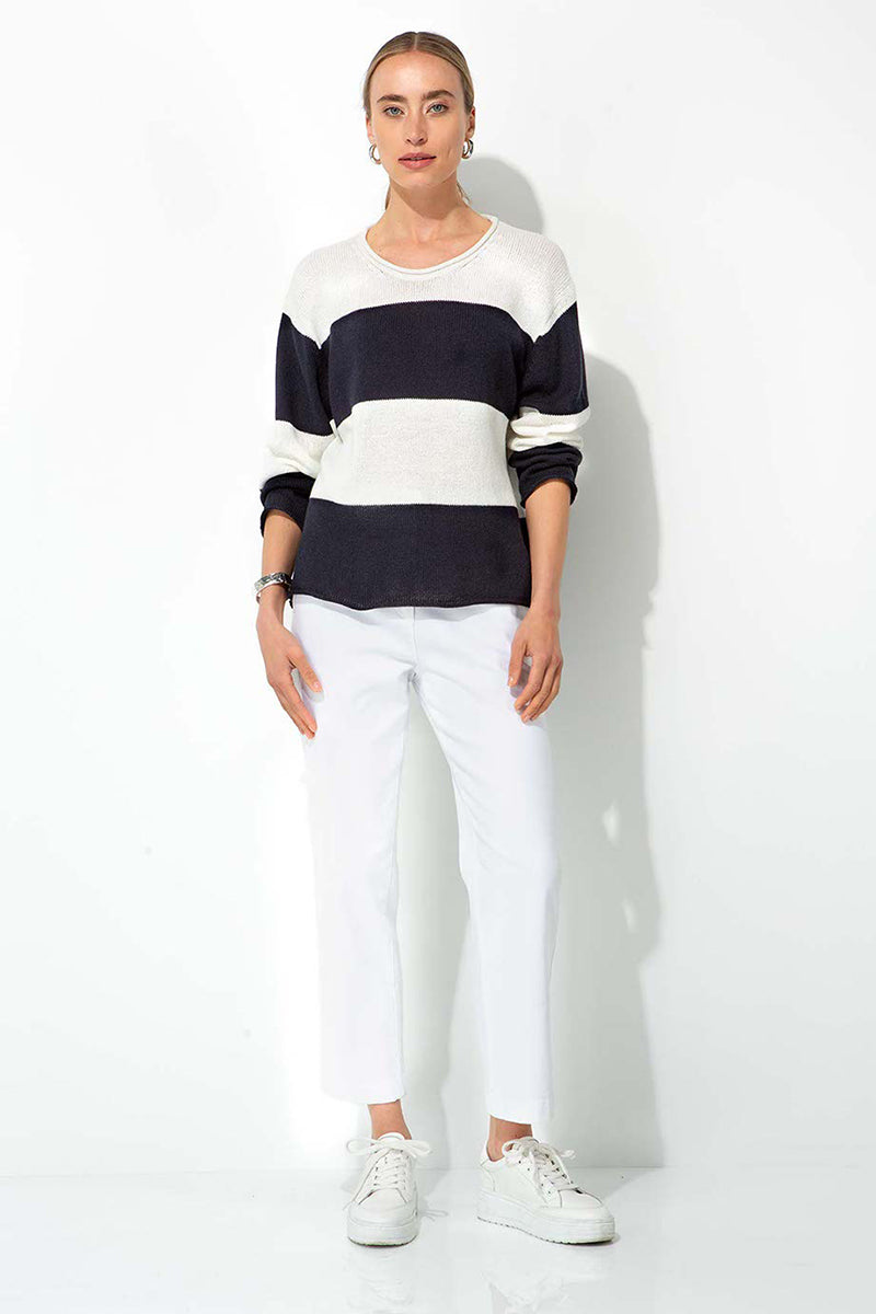 Sweater in a cotton-linen blend