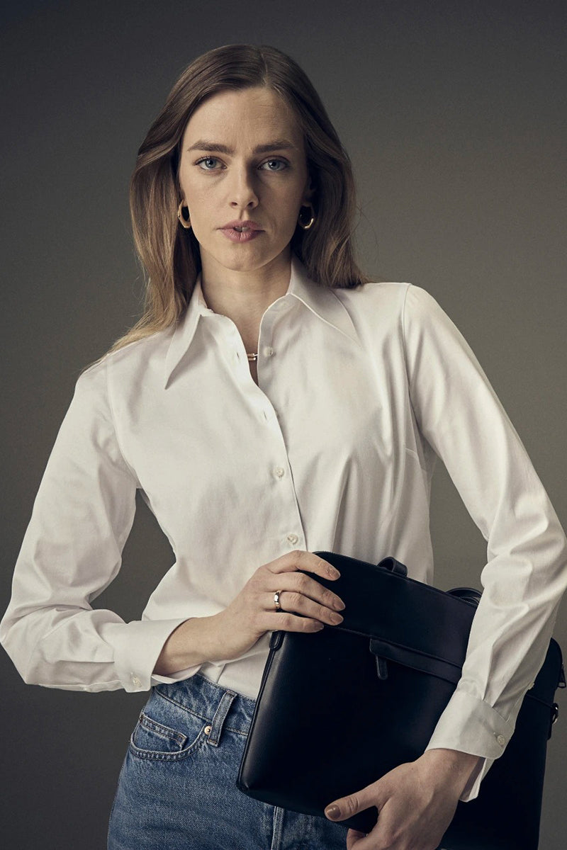 Ingrid stretch shirt with wide collar