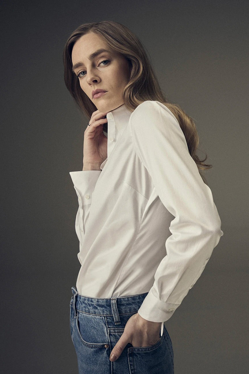 Ingrid stretch shirt with wide collar