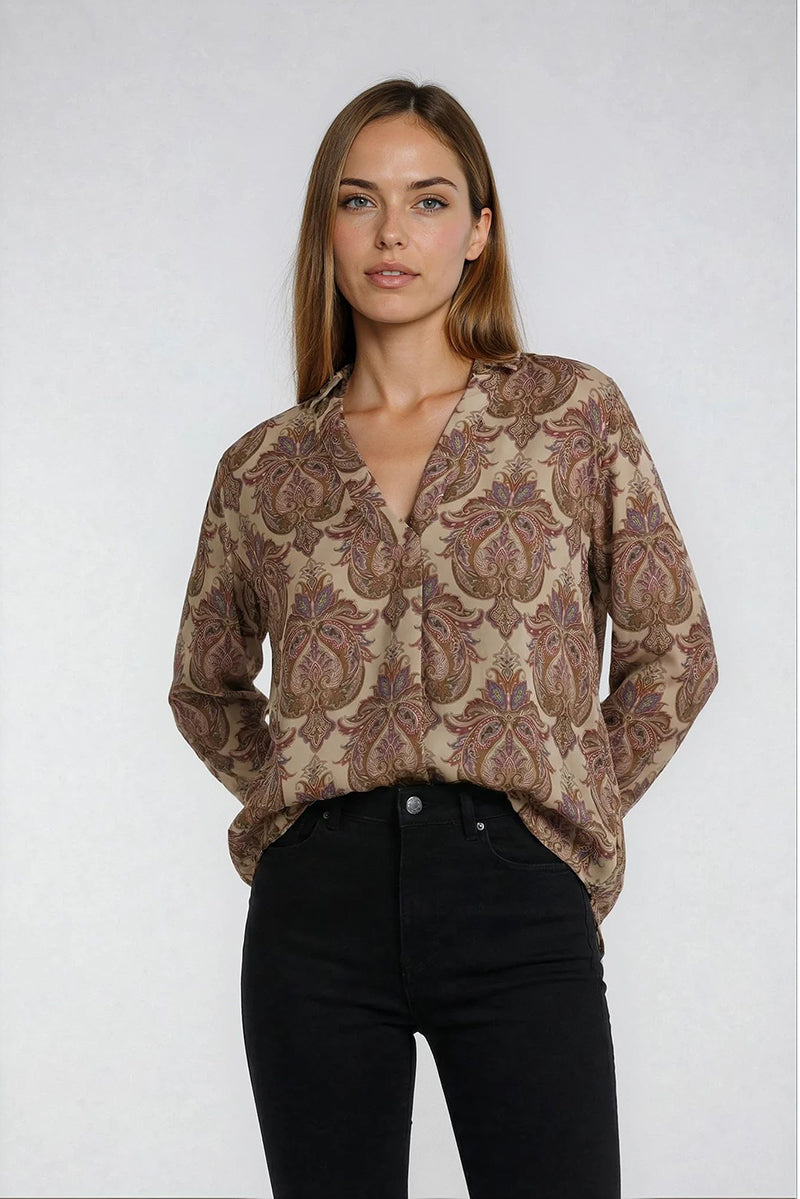 Ivory Blouse, Popover V-neck