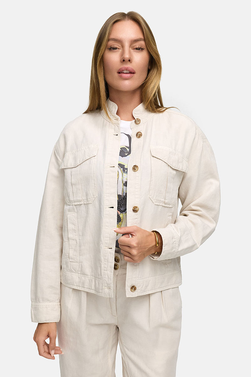 Jacket in cotton-linen garment dye