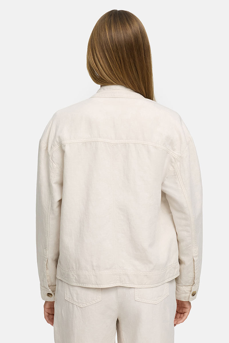 Jacket in cotton-linen garment dye