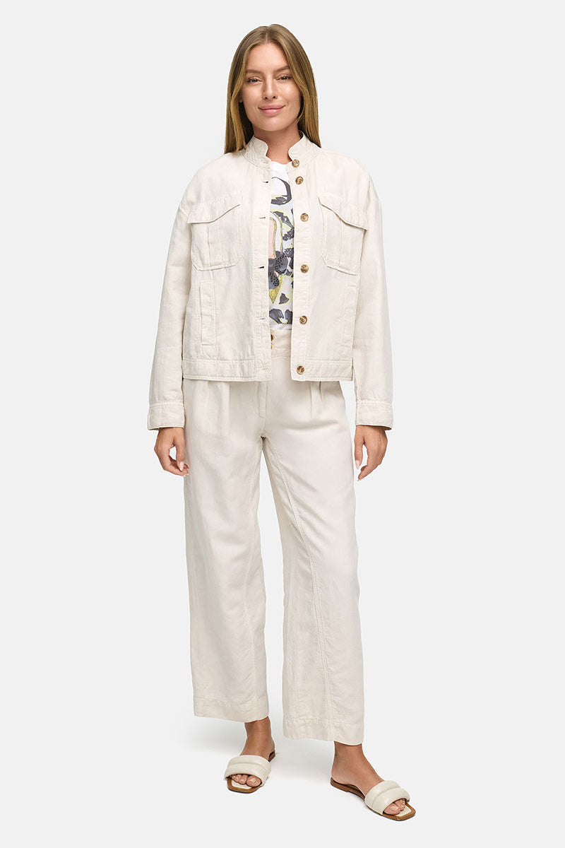 Jacket in cotton-linen garment dye