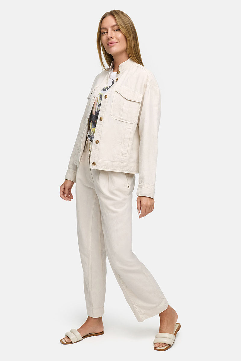 Jacket in cotton-linen garment dye