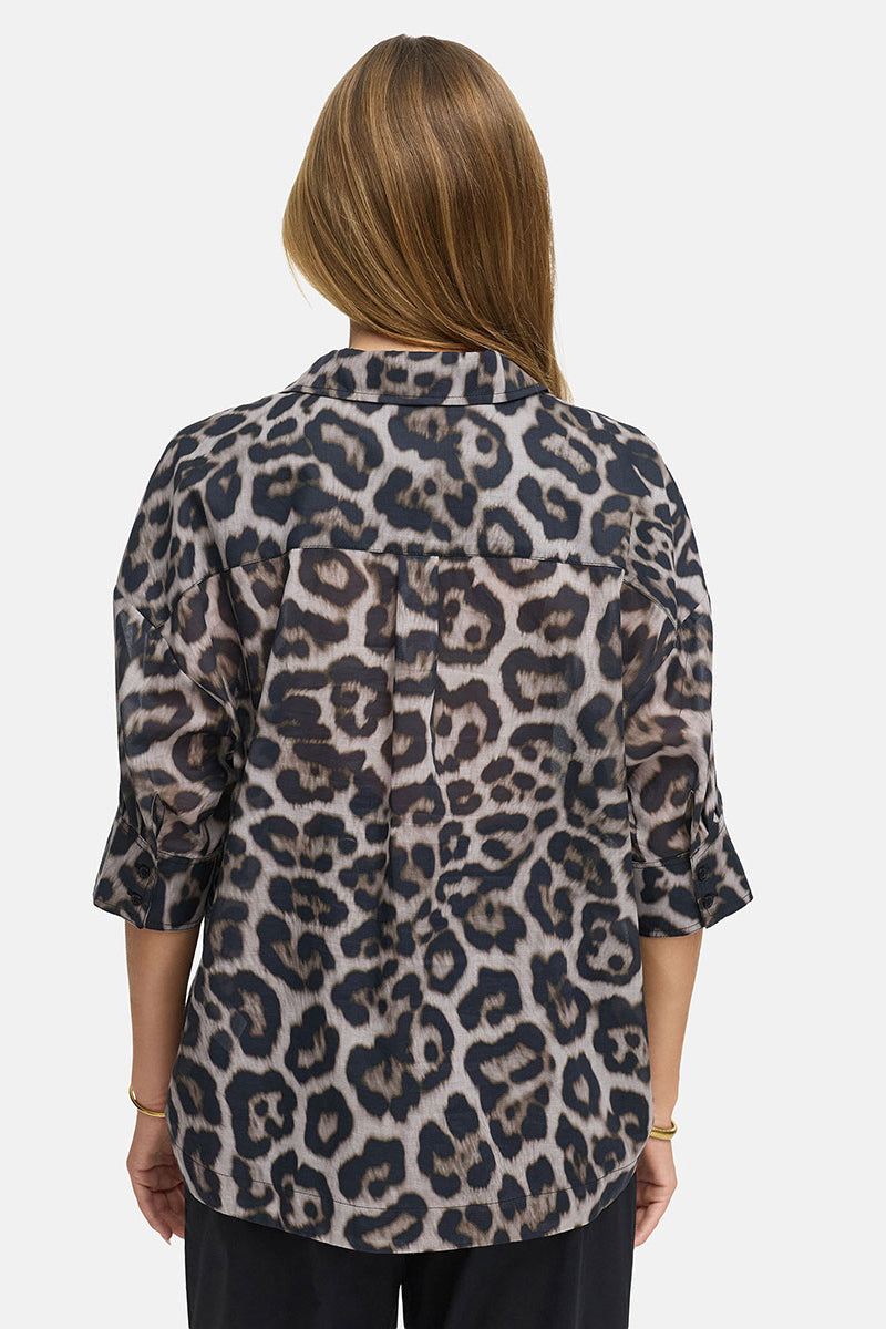 Cotton voile blouse with print