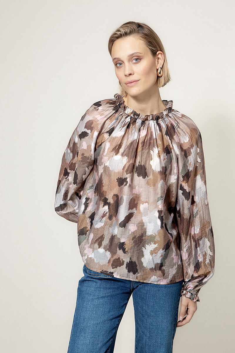 Blouse in lyocell-crepe print