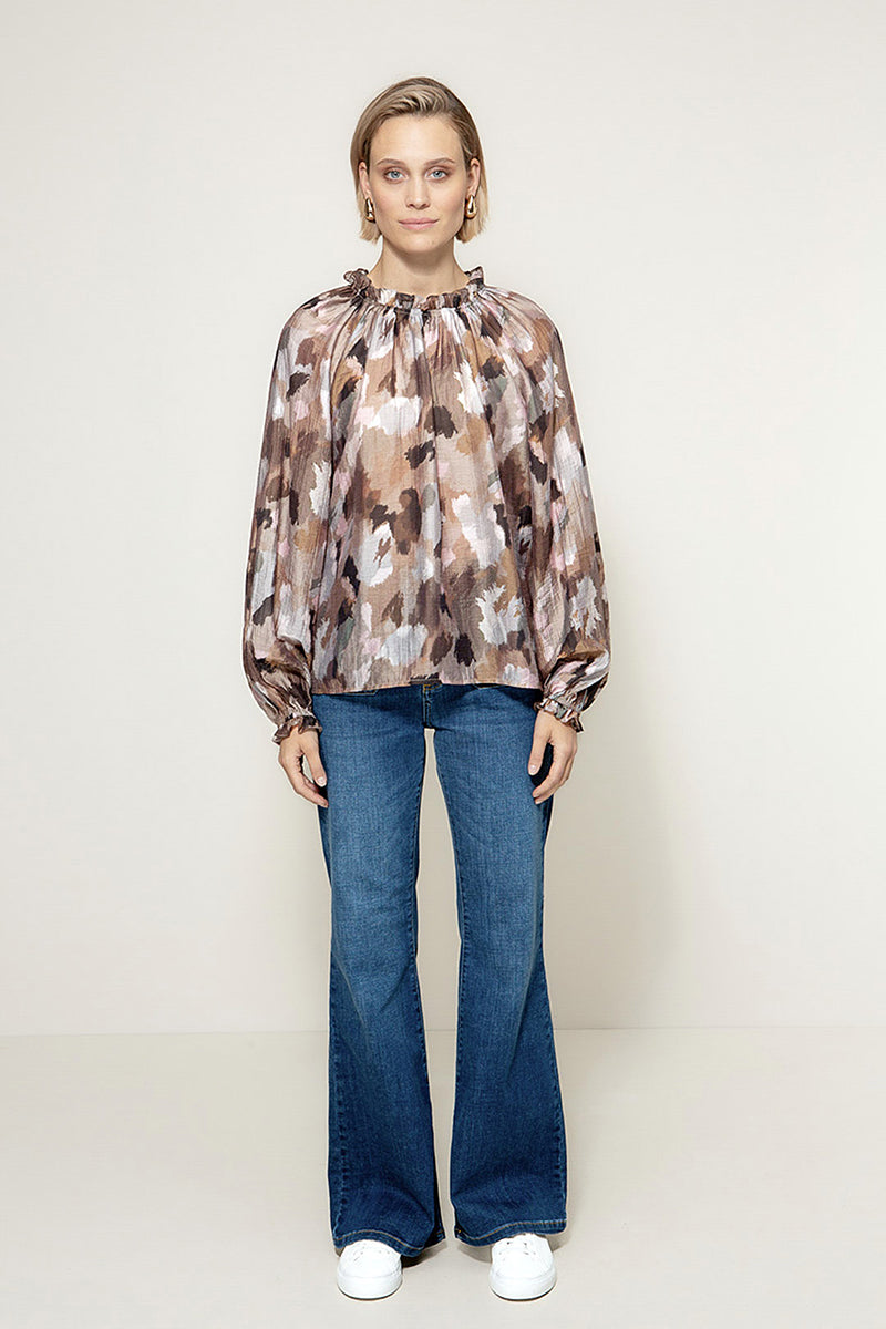 Blouse in lyocell-crepe print