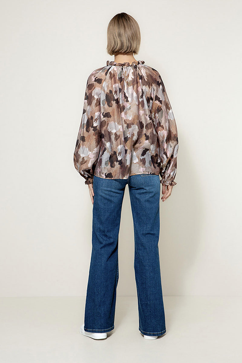 Blouse in lyocell-crepe print