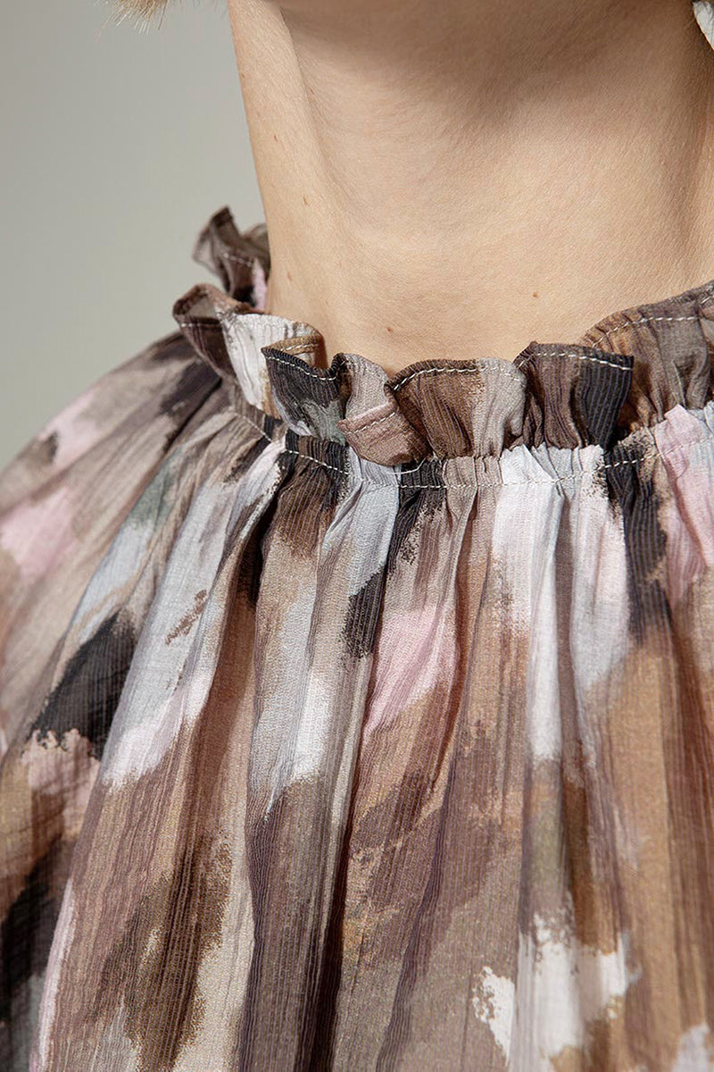 Blouse in lyocell-crepe print