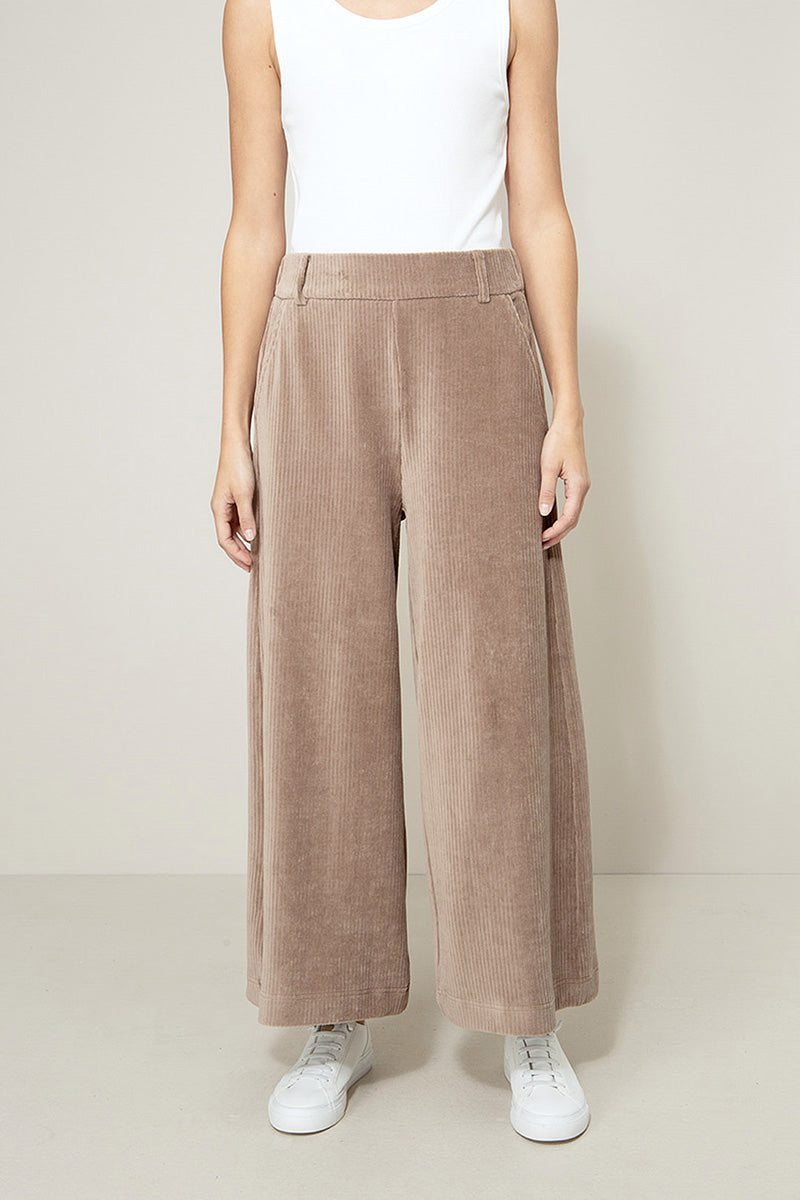 Pants in jersey wide cord