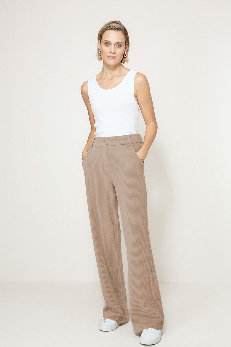 Jersey wide corduroy trousers