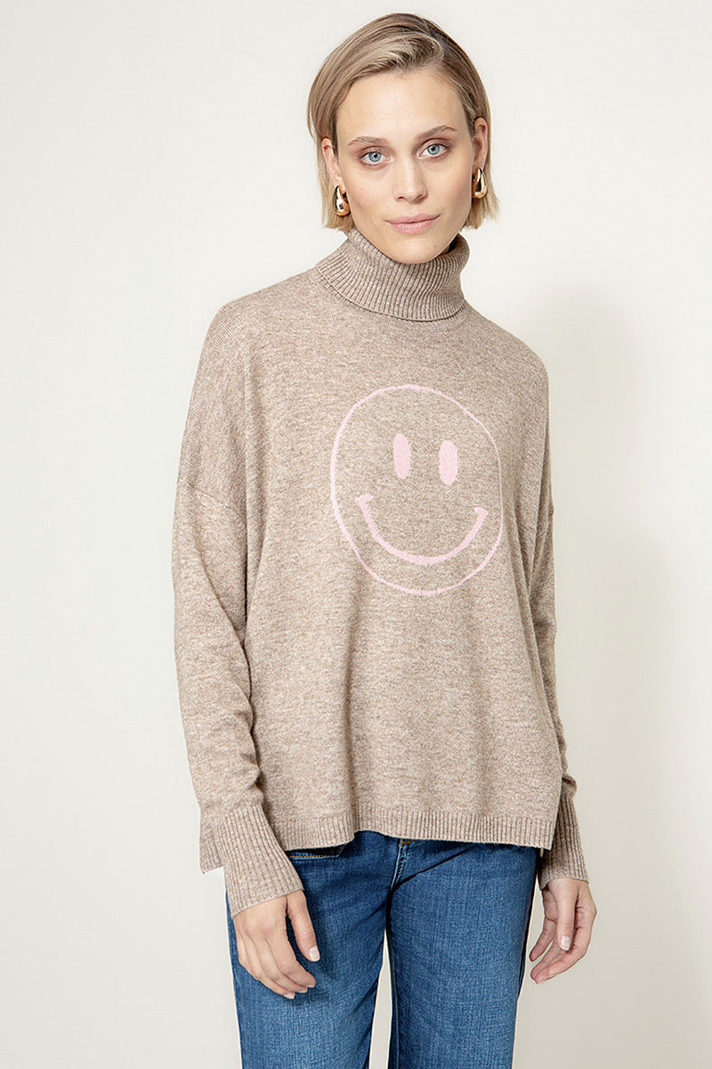 Smiley knitted sweater with merino wool