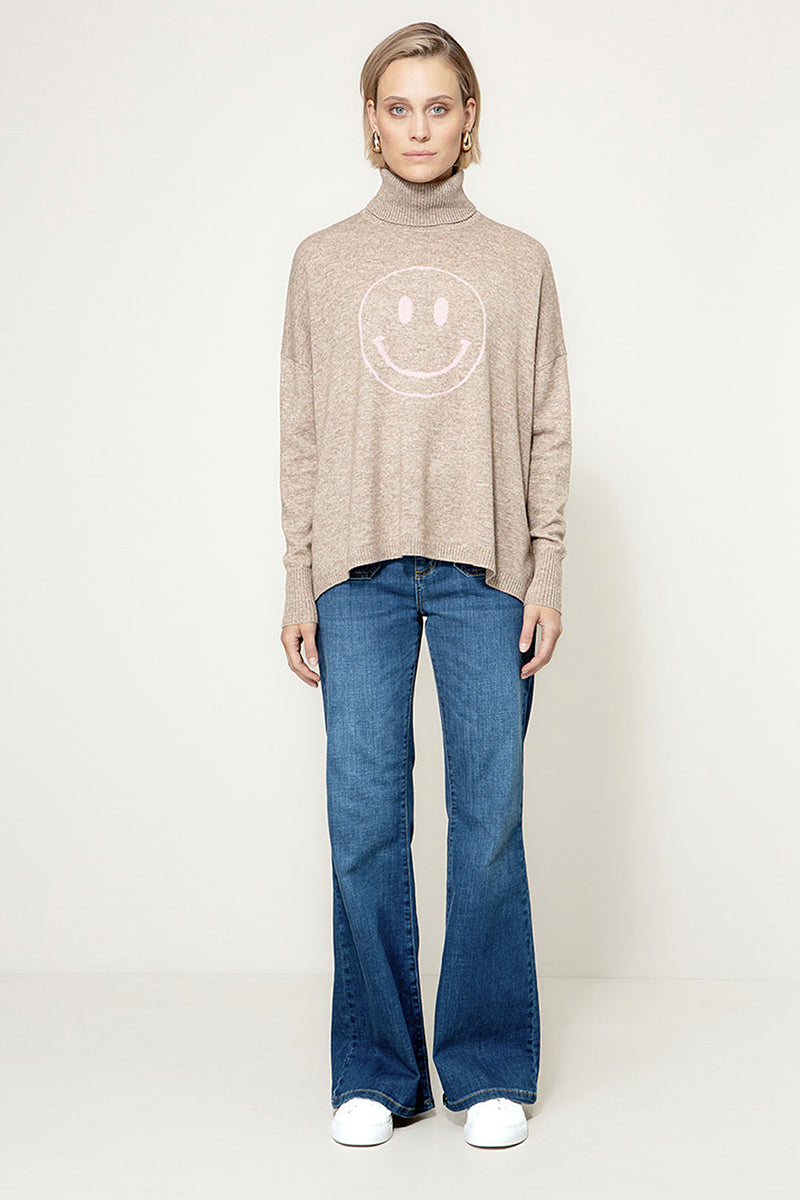 Smiley knitted sweater with merino wool