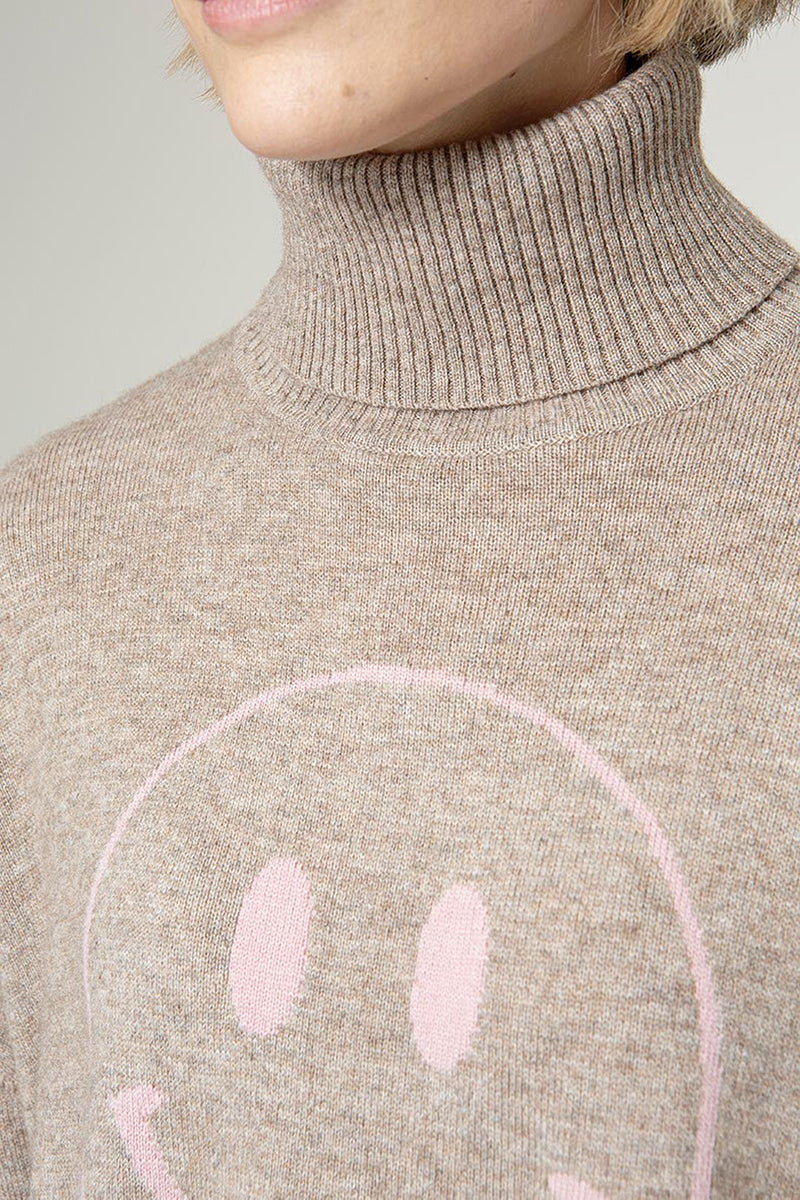 Smiley knitted sweater with merino wool