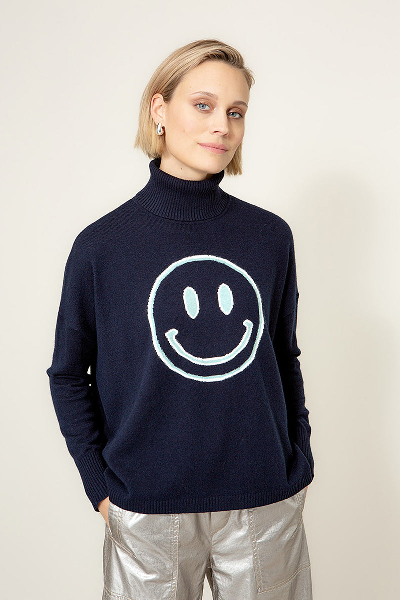 Smiley knitted sweater with merino wool