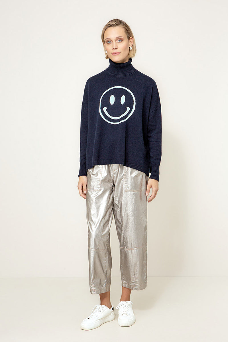 Smiley knitted sweater with merino wool