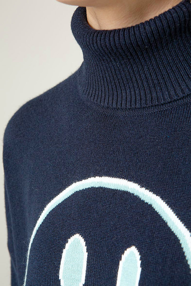 Smiley knitted sweater with merino wool