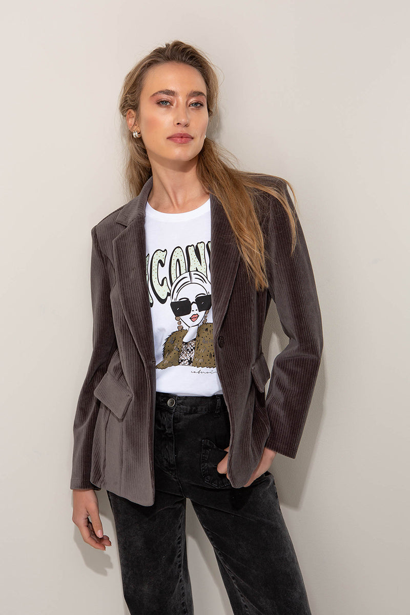 Blazer in jersey wide cord