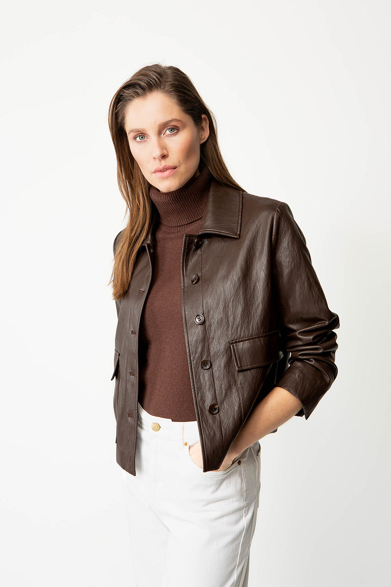 Short jacket in vegan leather