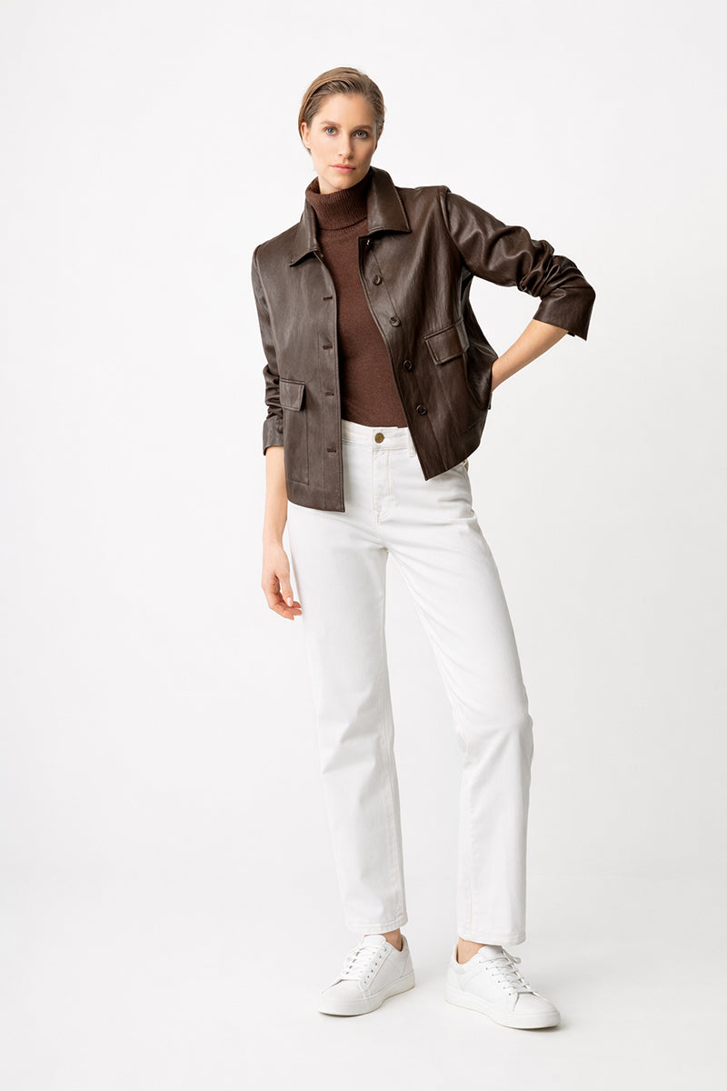Short jacket in vegan leather