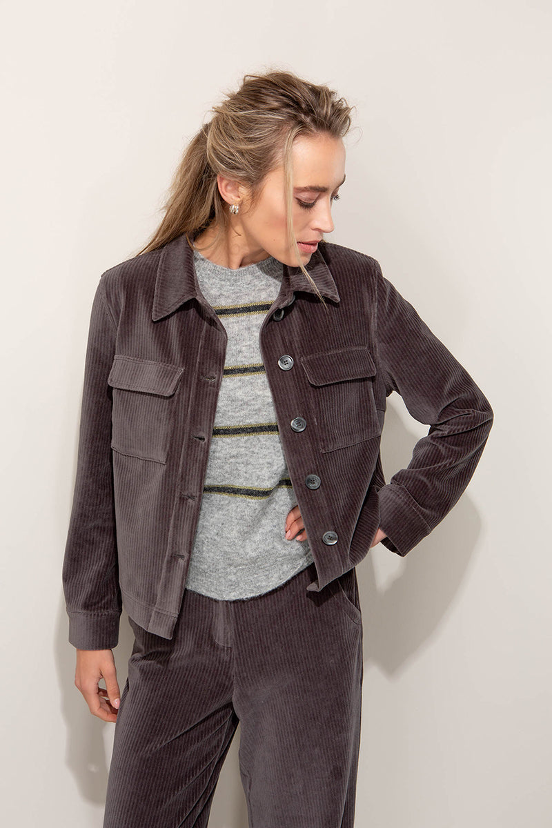 Jacket in jersey wide cord