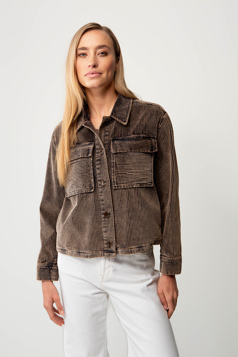 Jacket in washed courdoy
