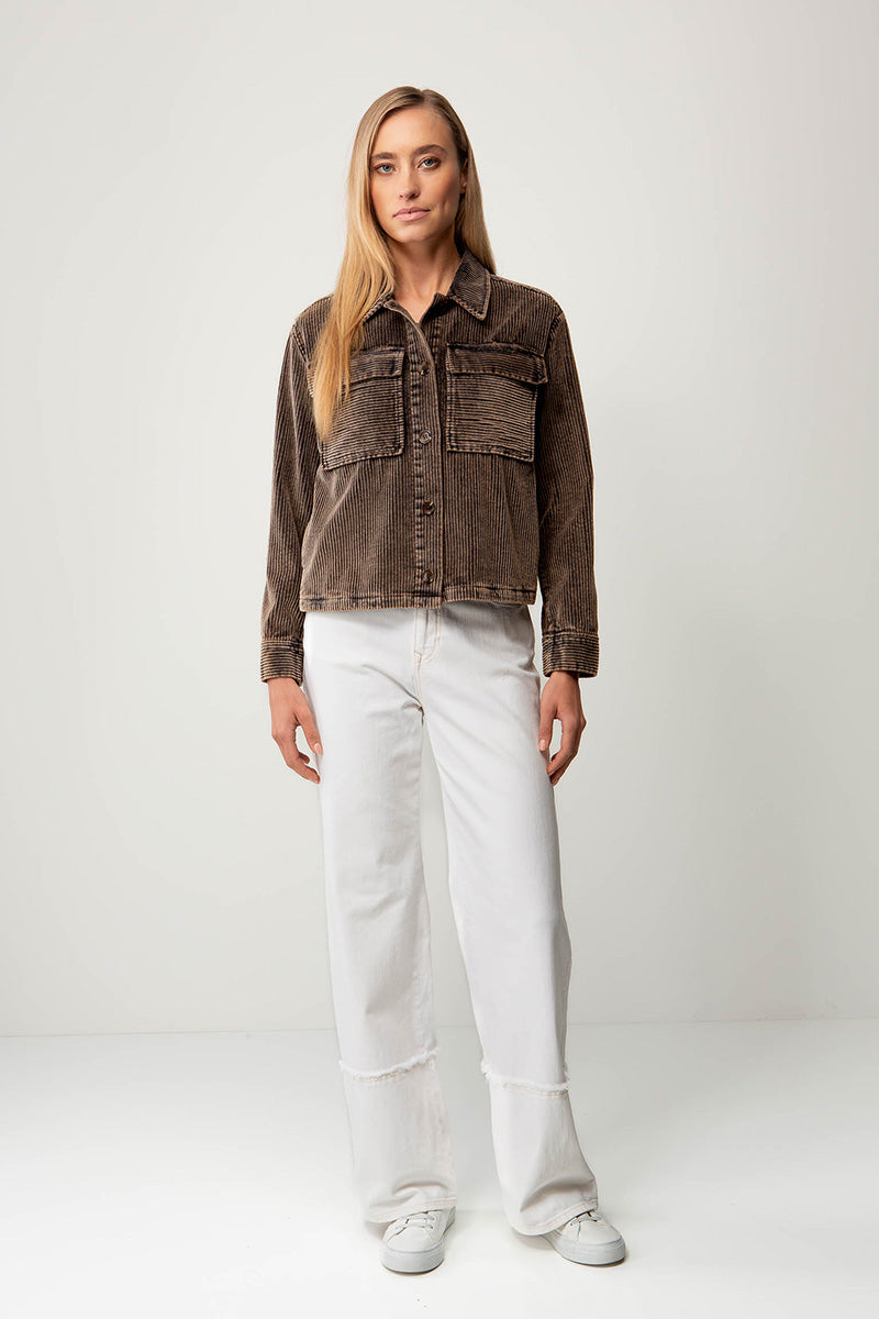 Jacket in washed courdoy