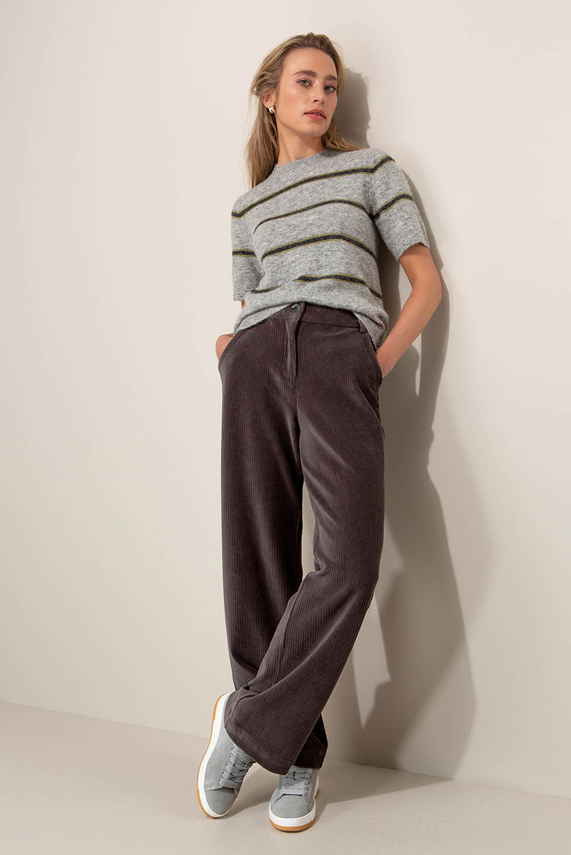 Pants in jersey wide cord