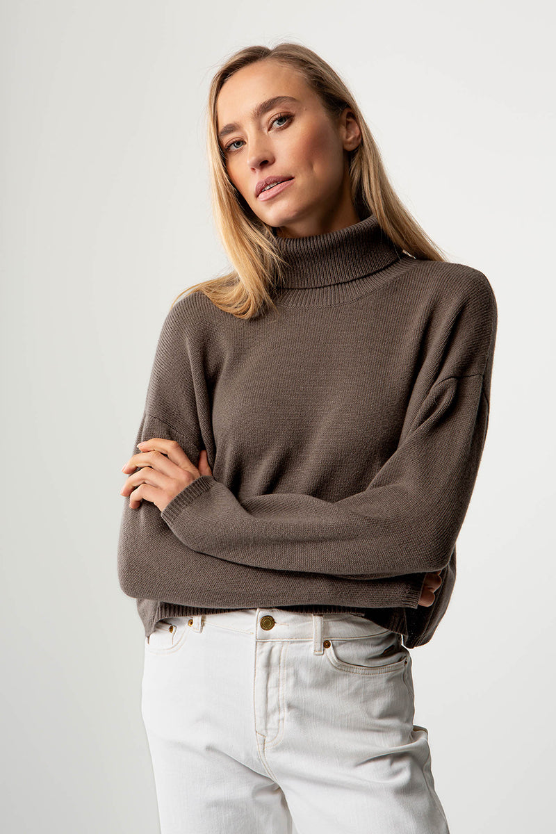 Turtleneck pullover in merino wool