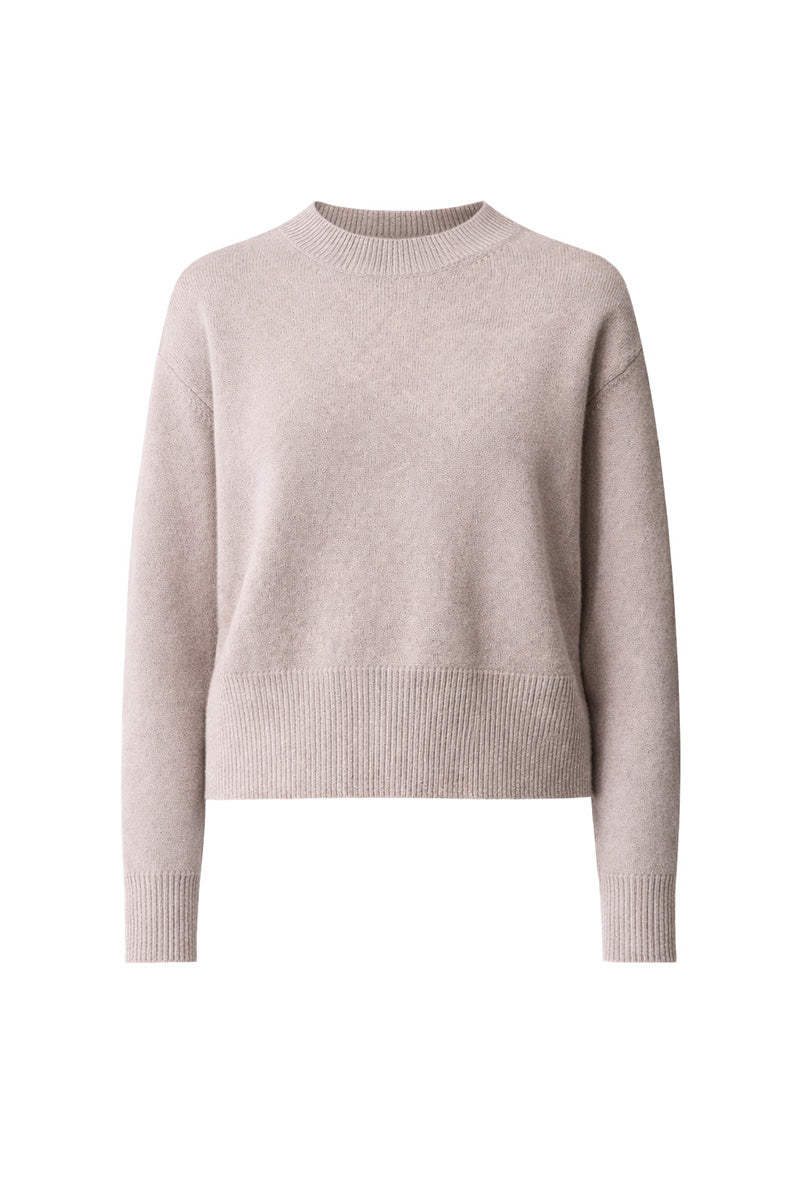 Sweater with wide waistband in merino wool